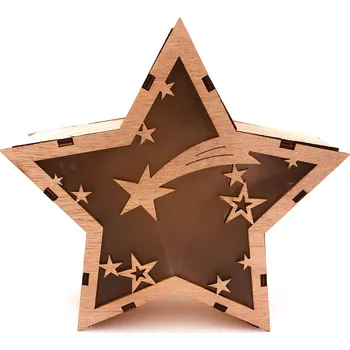 Vánoční dekorace Appetitissime Dřevěná svítící dekorace - Hvězda s kometou