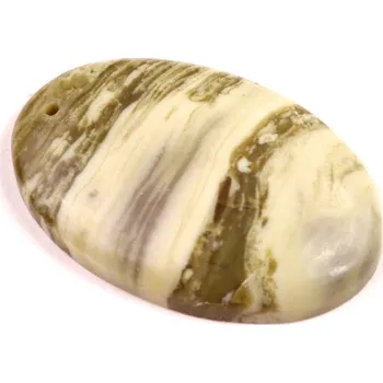 Přírodní kámen Vrtaný kabošon Green Serpentine č.V102 (35x23x6mm)