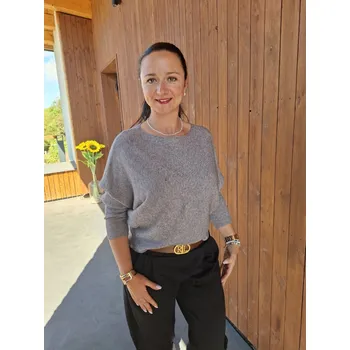 Dámský svetr Krátký svetřík netopýr šedý Velikost: UNI: XS - L