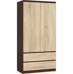 Šatní skříň S90 2 dvířka 2 zásuvky wenge/dub sonoma 120800519