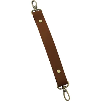 Pro Háčkování Sada kožený popruh 22 cm š. 2,5 cm tmavě hnědý s karabinou staromosaz