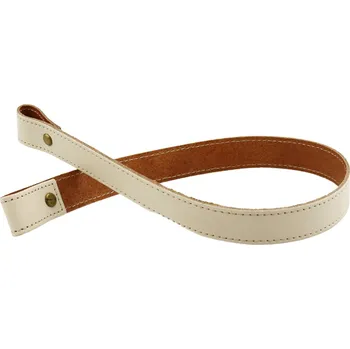 Pro Háčkování Sada kožený popruh prošívaný 62 cm š.2 cm krémový s nýtkem staromosaz