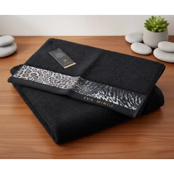 Ručník Bavlněný froté ručník s bordurou AGATA 50x90 cm, černá, 500 gr Eva Minge