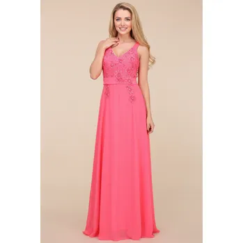 Dámské šaty PINK Společenské šaty LORA CORAL Barva: Korálová, Velikost: L