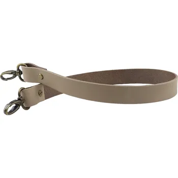 Pro Háčkování Sada kožený popruh 58 cm š.2,5 cm bílá káva s karabinou staromosaz