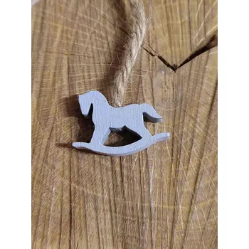 Dřevěný houpací koník s provázkem barva šedá