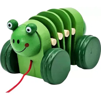 Dřevěná hračka Dřevěná žabka na kolečkách