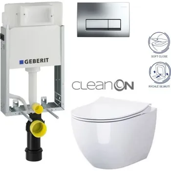 GEBERIT KOMBIFIXBasic vč. chromového tlačítka DELTA 51 + WC CERSANIT ZEN CLEANON + SEDÁTKO 110.100.00.1 51CR HA1