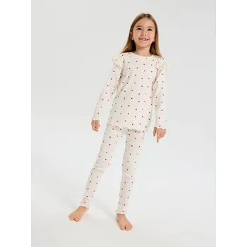 Sinsay - Žebrované dvoudílné pyžamo - krémová - 506EV-01X - 506EV-01X-110