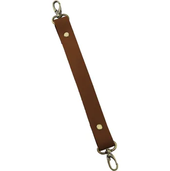 Pro Háčkování Sada kožený popruh 32 cm š. 2 cm tmavě hnědý s karabinou staromosaz