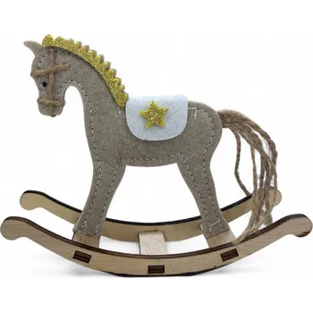 Vánoční ozdoba Vánoční dekorace - Houpací kůň (24x15 cm) Barva: Béžová