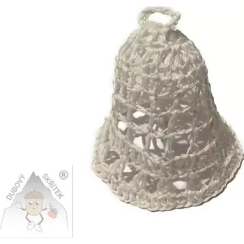 Vánoce Dubový skřítek Háčkované zvonky malé 9 cm bílé
