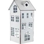 Svícen na čajové svíčky domeček, kov, 14 × 14 × 35 cm, na 1 svíčku K3852/2