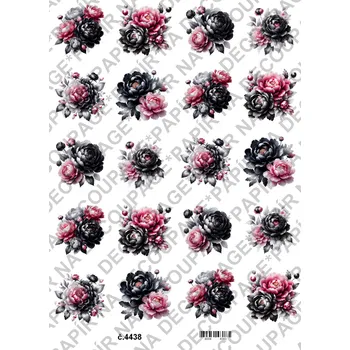 Výtvarný papír Rýžový a soft papír na decoupage - Pivoňka černá růžová - KB4438 Materiál: Rýžový papír, Rozměr: A4