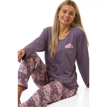 Dámské pyžamo Dámské pyžamo pro plnoštíhlé fialové se vzorem snové oblohy 1B2290 fialová 4xl