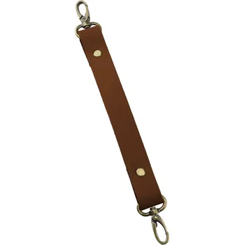 Pro Háčkování Sada kožený popruh 22 cm š. 2 cm tmavě hnědý s karabinou staromosaz