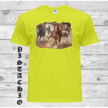 Pánské tričko levne-bavlnene-tricko-potisk-ctyri-kone Barva: Yellow - žlutá, velikost: XS