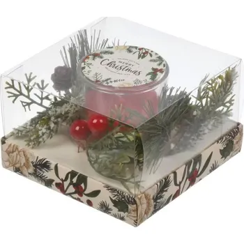 Svíčka Vánoční dekorativní svíčka ve skle (6x10 cm) Barva: Červená