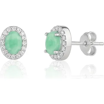 Náušnice JKB Jewel Stříbrné náušnice pecky s přírodním smaragdem Salina
