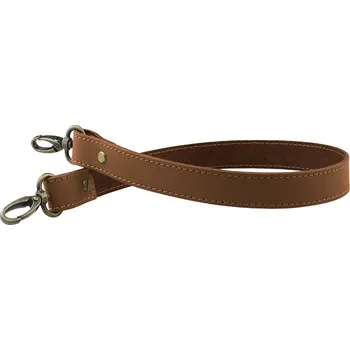 Pro Háčkování Sada kožený popruh prošívaný 58 cm š. 2,5 cm hnědý s karabinou staromosaz