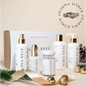 Kosmetická sada Vánoční balení Premium care pro normální vlasy+1x Hedvábnou gumičku NAVLASIL ve světle béžové barvě a velikosti M ZDARMA