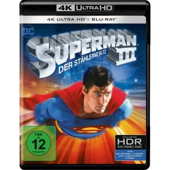 Blu-ray film Superman 3: Der stählerne Blitz - 4K UHD – Christopher Reeve,Richard Pryor,Jackie Cooper,Marc McClure,Annette O'Toole,Annie Ross,Pamela Stephenson,Robert Vaughn,Margot Kidder (EN)