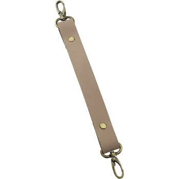 Pro Háčkování Sada kožený popruh 22 cm š. 2,5 cm bílá káva s karabinou staromosaz