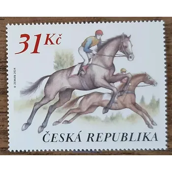 Poštovní známka ČR ** 1294 Velká Pardubická, koně, r. 2024