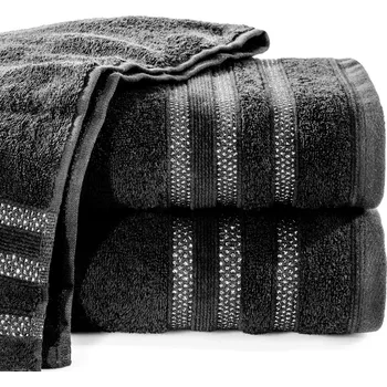 Bavlněný froté ručník s proužky JUDYTA 50x90 cm, černá, 500 gr Mybesthome