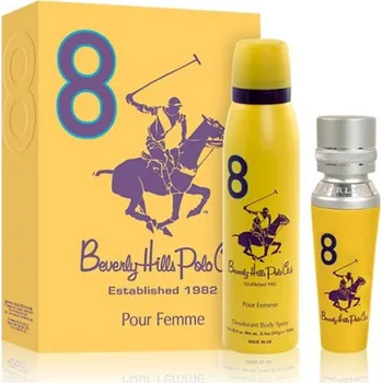 Kosmetická sada Beverly Hills Polo Club No. 8 dárková sada pro ženy – parfémovaná voda 50 ml + deodorant roll-on 50 ml