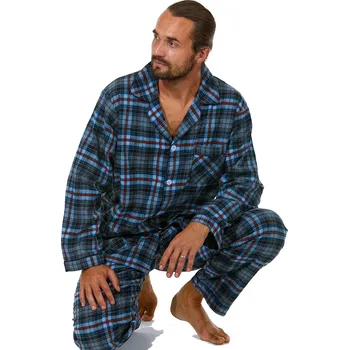 Pánské pyžamo Modrozelené a červeně kárované teplé klasické pyžamo pro muže z flanelu 1PF0098 zelená xxl
