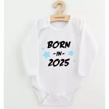 Kojenecké body s potiskem New Baby Born in 2025, modré, vel. 62 (3–6 měsíců)