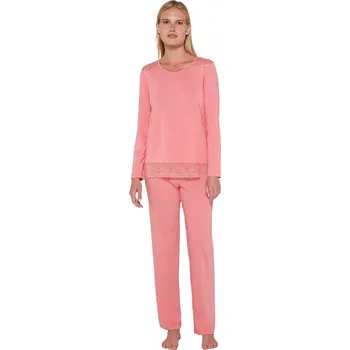 Dámské pyžamo Dámské modalové pyžamo s krajkou Vamp 19901 pink powder velikost L