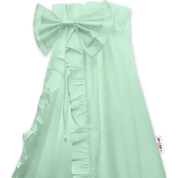 mantinel do postýlky Nebesa z celé látky s volánkem a mašlí Baby Nellys - mátová