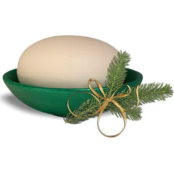 Vánoce Vonnekameny.cz vonný kámen s lesklou miskou Bílý kámen se zelenou metalickou miskou