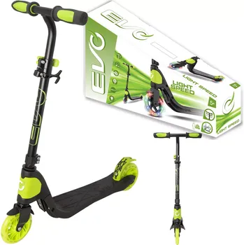 Koloběžka Evo dětská skládací koloběžka Light Speed černo‑limetková se svítícími kolečky