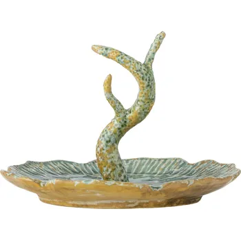 Bloomingville Zelená zásobník, kamenina, 17,5x13,5 cm, Litton