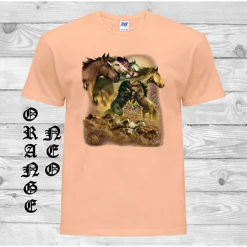 levne-bavlnene-tricko-potisk-divoky-kun Barva: Orange neo - matně oranžová, velikost: M