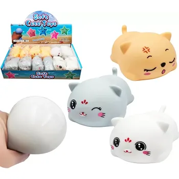 plyšák Stlačitelná kočička antistresová hračka 8 cm