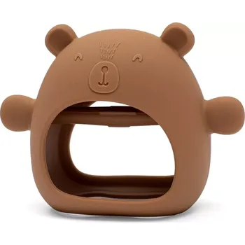 Silikonové kousátko na ruku medvídek New Baby karamelově hnědé
