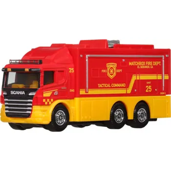 Mattel Matchbox Scania taktická velitelská stanice – hasičský záchranný vůz Červená