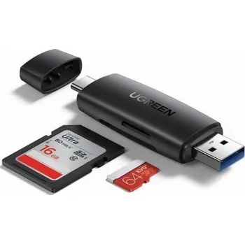 Čtečka paměťových karet UGREEN adaptér čtečka karet SD / micro SD (USB-A / USB-C) černý (CM304)