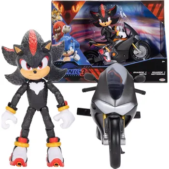 Dětské zboží Sonic 3: figurka SHADOW na černé motorce (malý set)