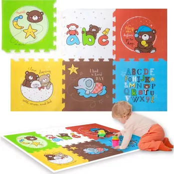 Humbi pěnová puzzle podložka XXL zvířátka a písmenka 6 dílů 165 × 112 × 1,5 cm