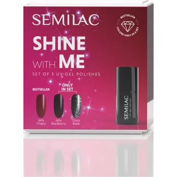 Přípravek na nehty Semilac - Set Shine With Me - UV Hybrid 592 Jelly Cherry - gelový lak na nehty - 7 ml - třešňová