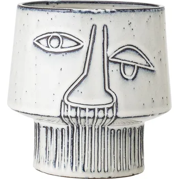 Květináč Bloomingville Bílý květináč, kamenina, 15x14,5 cm, Sacad