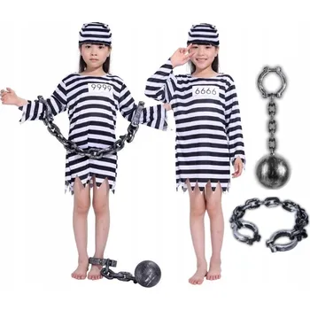 Karnevalový kostým KOSTÝM VĚZEŇKYNĚ ODSOUZENÁ KOULE NA NOHU POUTA NA HALLOWEENSKÝ PLES 134 / 140