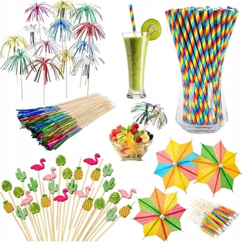 DEKORACJE KOKTAJLOWE 140 SZTUK AKCESORIA DEKORAČNÍ BRČKA SLUNEČNÍKY NA DRINKY
