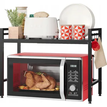 regál KUCHYŇSKÁ POLICE REGÁL NA MIKROVLNNKU KOŘENKY ORGANIZÉR KOVOVÝ NASTAVITELNÝ