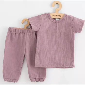 Kojenecká souprava Kojenecká mušelínová souprava tričko a kalhoty New Baby levandulová 62 (3–6 měsíců)